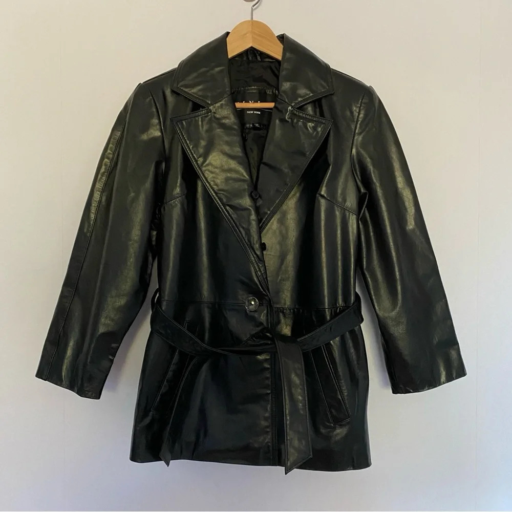 WINLIT New‎ York Women's Leather Jacket Belted Small